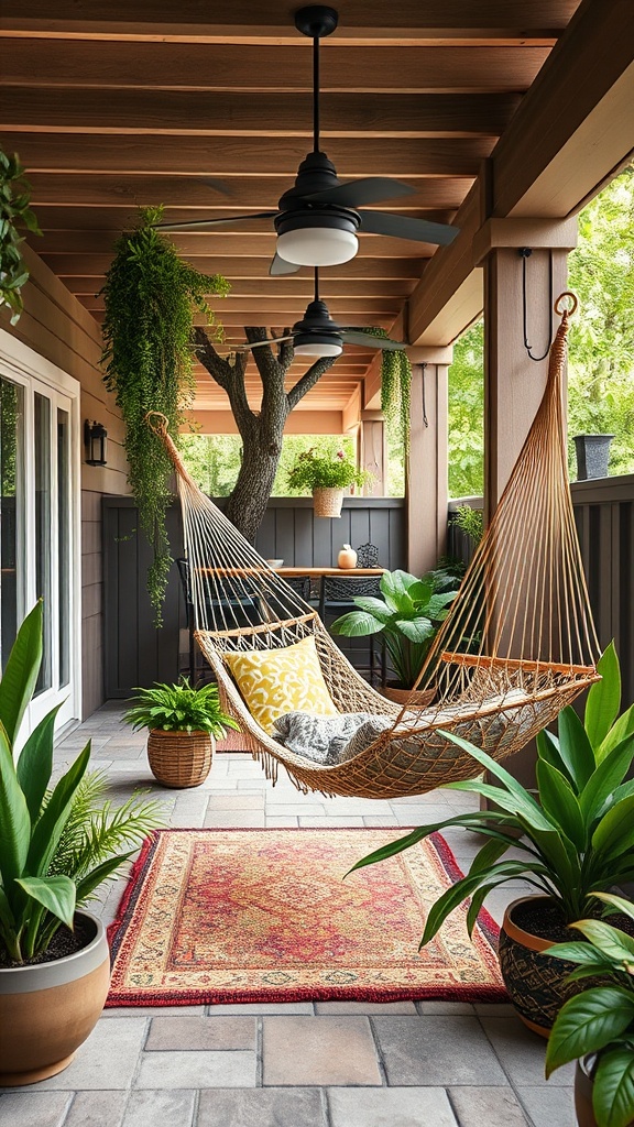 20 Fabulous Ideas to Transform Your Back Patio into a Dream Space - 7. Hammock Haven: Perfect for Lazy Afternoons