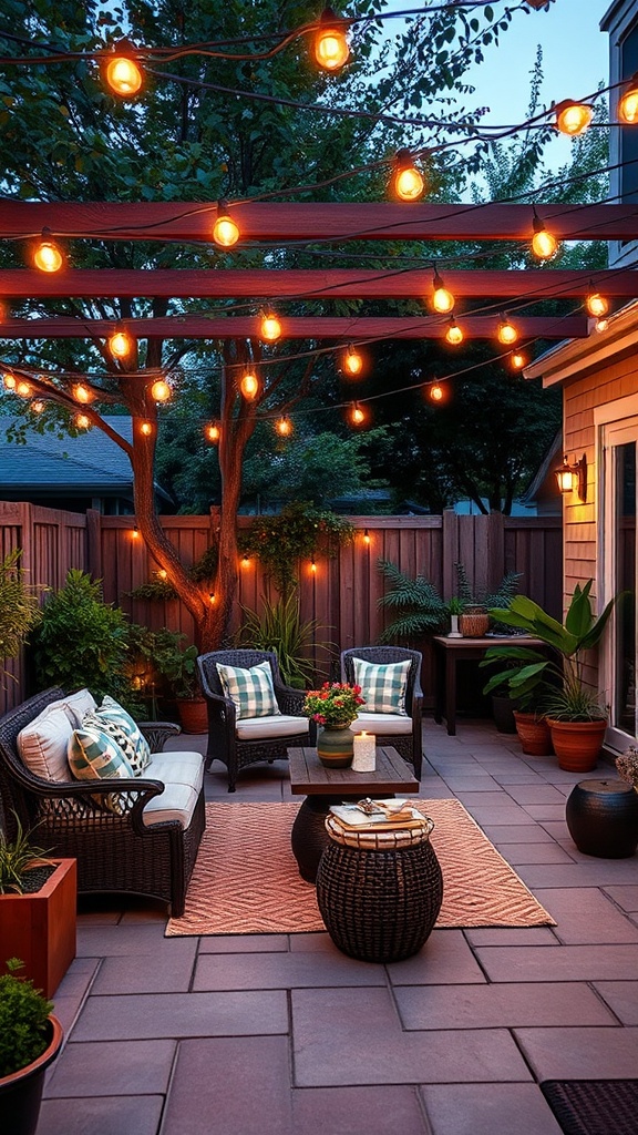 20 Fabulous Ideas to Transform Your Back Patio into a Dream Space - 4. String Lights: Illuminate Your Evenings