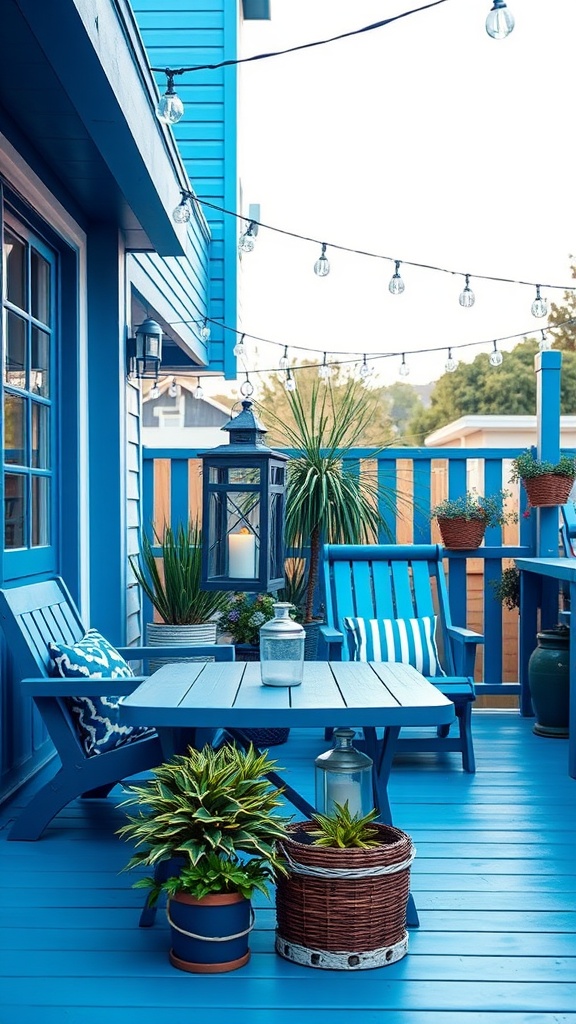 20 Gorgeous Ideas to Transform Your Patio with Blue Hues - 3. Nautical-Themed Lanterns to Light Up Your Nights