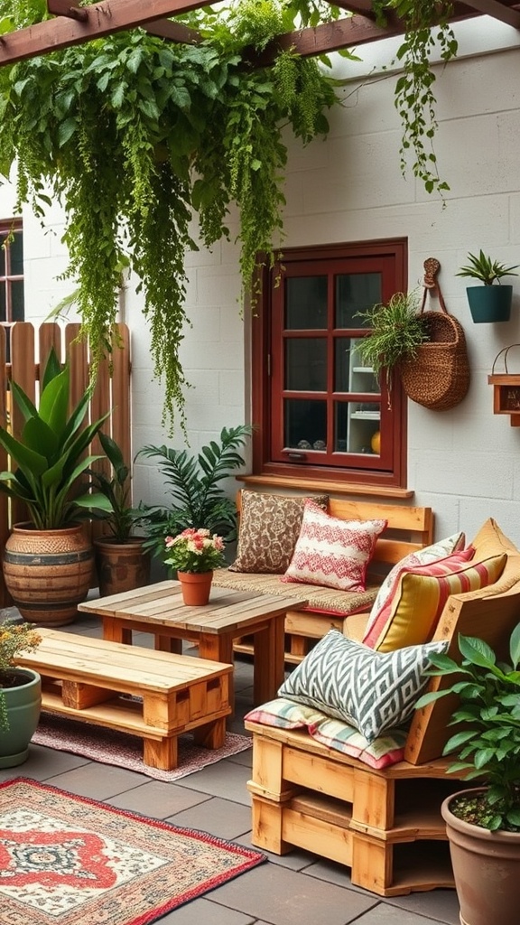 20 Bohemian Patio Ideas to Transform Your Outdoor Space - 15. Upcycled Pallet Seating