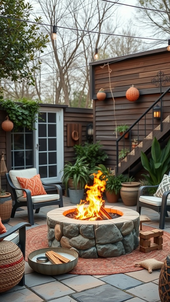 20 Bohemian Patio Ideas to Transform Your Outdoor Space - 8. A Fire Pit for Warm Gatherings