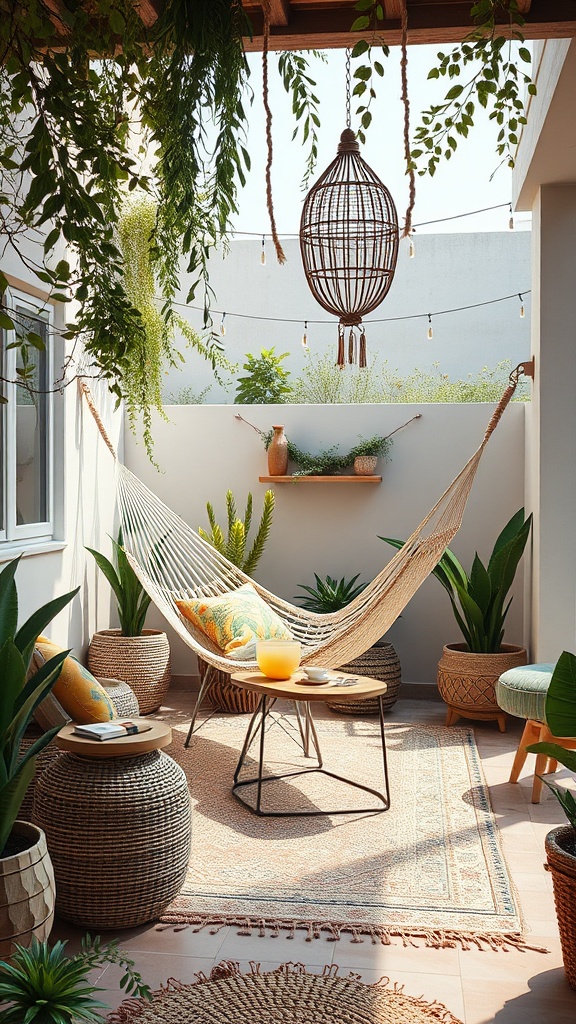 20 Bohemian Patio Ideas to Transform Your Outdoor Space - 14. A Relaxing Hammock Retreat