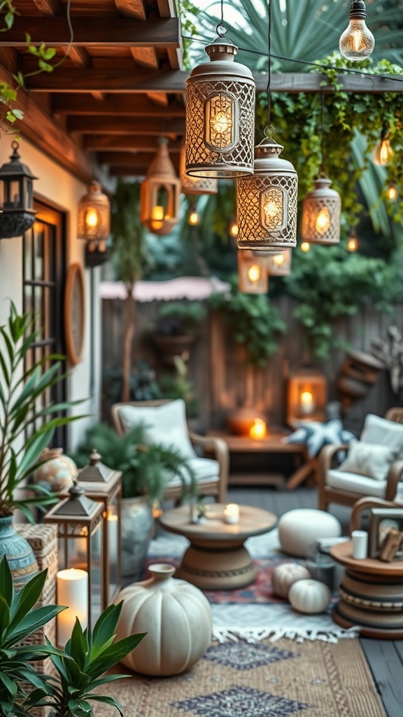 20 Bohemian Patio Ideas to Transform Your Outdoor Space - 17. Boho-Inspired Lanterns