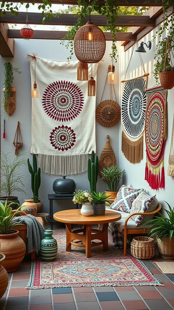 20 Bohemian Patio Ideas to Transform Your Outdoor Space - 13. Artistic Wall Hangings