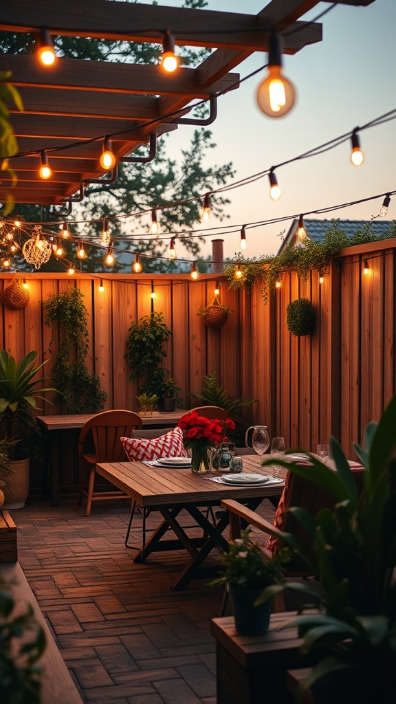 20 Bohemian Patio Ideas to Transform Your Outdoor Space - 3. String Lights for Magical Evenings