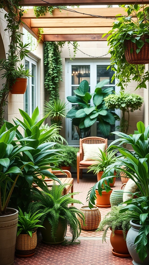 20 Bohemian Patio Ideas to Transform Your Outdoor Space - 12. Lush Greenery and Potted Plants
