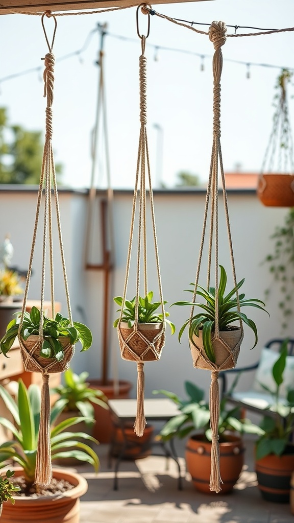 20 Bohemian Patio Ideas to Transform Your Outdoor Space - 4. Hanging Macramé Planters