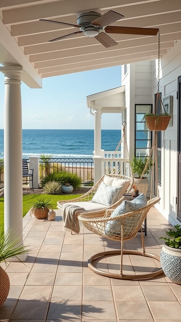 20 Bright and Breezy Ideas for Your Coastal Patio - 5. Hammocks and Swing Chairs: Your New Favorite Spot