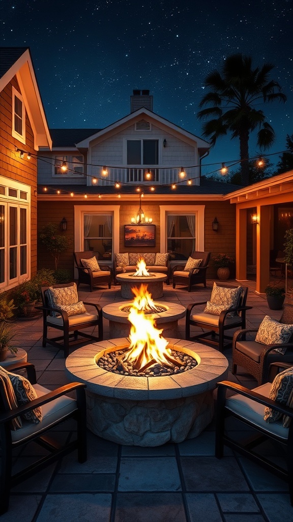 20 Bright and Breezy Ideas for Your Coastal Patio - 9. Fire Pits: Cozy Gatherings Under the Stars