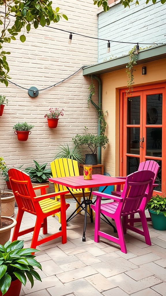 20 Vibrant Ideas to Transform Your Patio into a Colorful Oasis - 1. Brightly Colored Furniture: Choose Bold Chairs and Tables