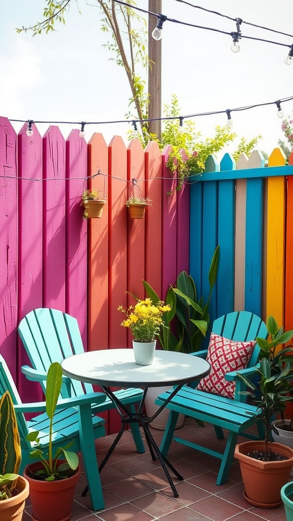 20 Vibrant Ideas to Transform Your Patio into a Colorful Oasis - 6. Painted Walls or Fences: Create a Colorful Backdrop