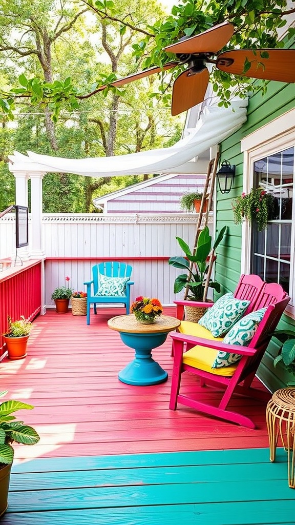 20 Vibrant Ideas to Transform Your Patio into a Colorful Oasis - 15. Painted Decks or Patios: Stain or Paint for a Fresh Look