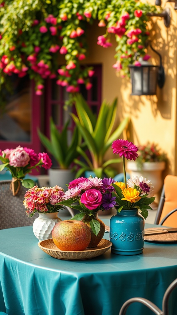 20 Vibrant Ideas to Transform Your Patio into a Colorful Oasis - Creative Centerpieces: Use Colorful Arrangements on Tables
