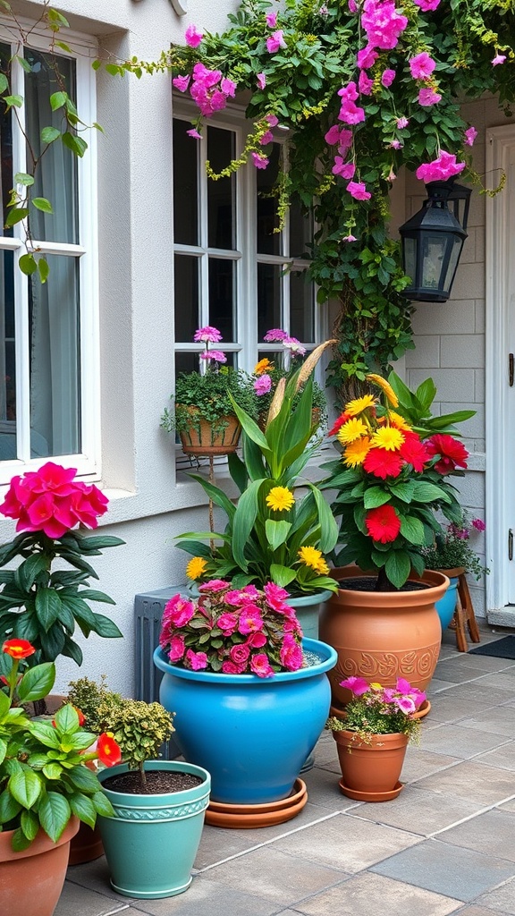 20 Vibrant Ideas to Transform Your Patio into a Colorful Oasis - 3. Potted Plants: Go for Vibrant Flowers and Greenery