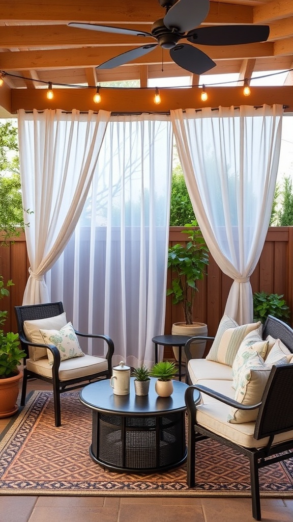 20 Cozy and Chic Ideas for Your Dream Patio - 9. Outdoor Curtains for Privacy and Style