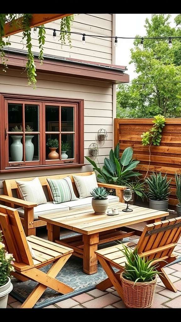 20 Cozy and Chic Ideas for Your Dream Patio - 16. DIY Pallet Furniture for a Rustic Touch