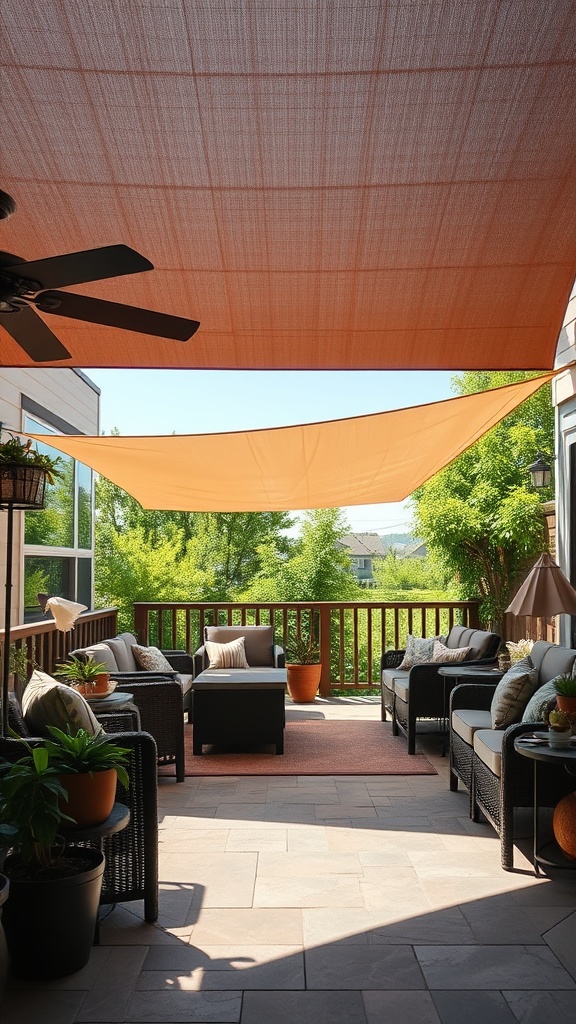 20 Cozy and Chic Ideas for Your Dream Patio - 7. Shade Sails: Stay Cool in the Summer