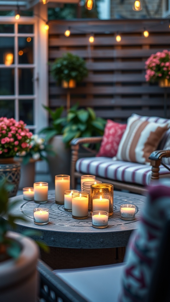 20 Cozy and Chic Ideas for Your Dream Patio - 18. Tea Lights and Candles for Soft Lighting