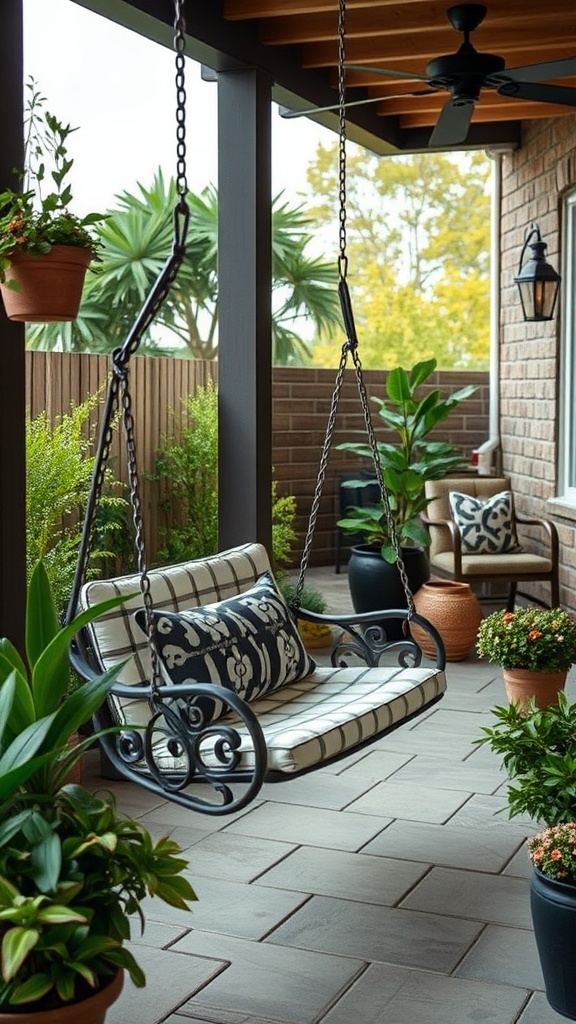 20 Cozy and Chic Ideas for Your Dream Patio - 19. A Swing Chair for a Fun and Relaxing Experience