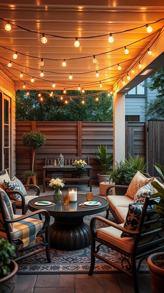 20 Cozy and Chic Ideas for Your Dream Patio - 3. String Lights: Create Magical Ambiance