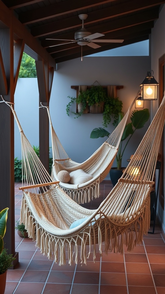 20 Cozy and Chic Ideas for Your Dream Patio - 6. Hammocks: Perfect for Napping and Lounging