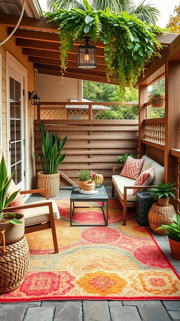 20 Cozy and Chic Ideas for Your Dream Patio - 4. Colorful Rugs to Define Your Space