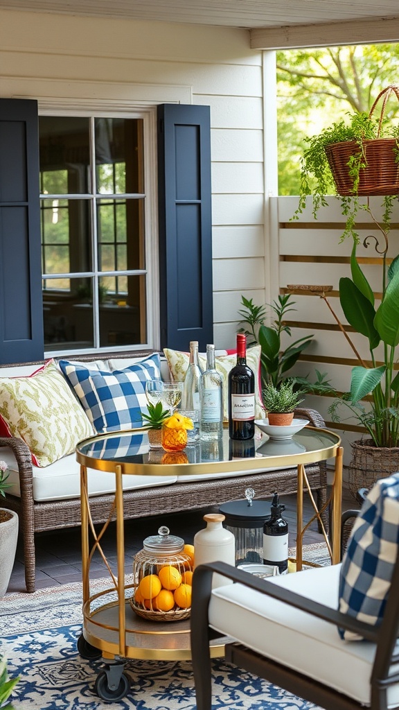 20 Cozy and Chic Ideas for Your Dream Patio - 14. A Bar Cart for Entertaining with Style