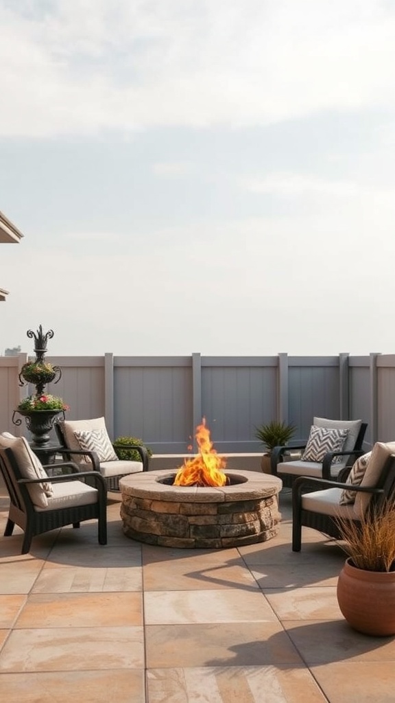 20 Stunning Ideas and Inspirations for Your Dream Concrete Patio - 4. Cozy Fire Pit Areas on Your Patio
