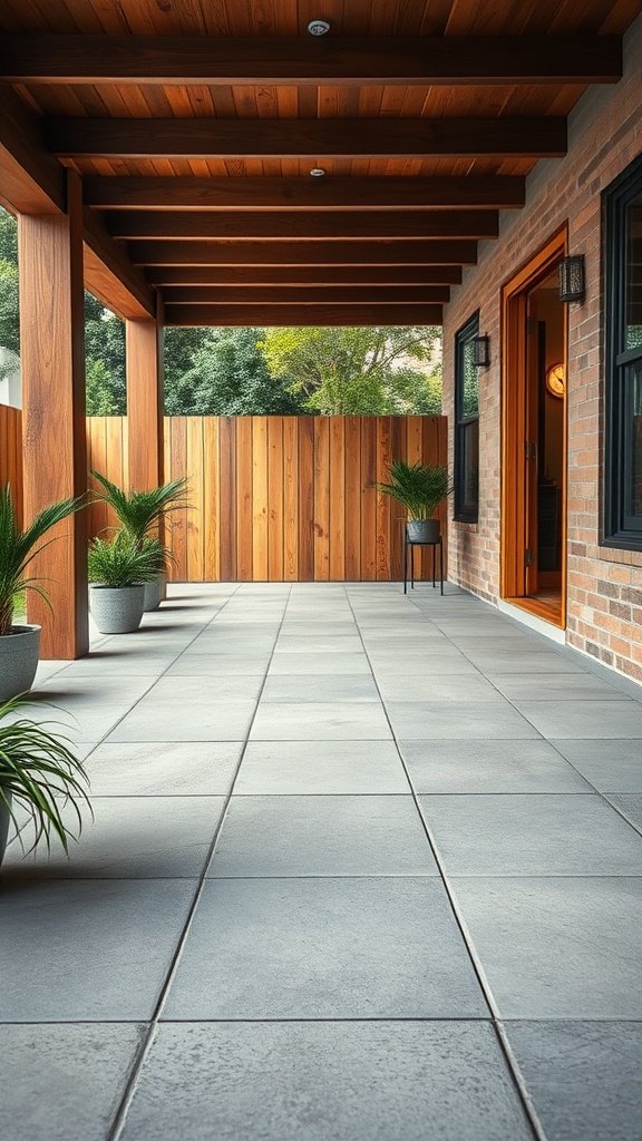 20 Stunning Ideas and Inspirations for Your Dream Concrete Patio - 5. Mixing Textures: Concrete with Wood