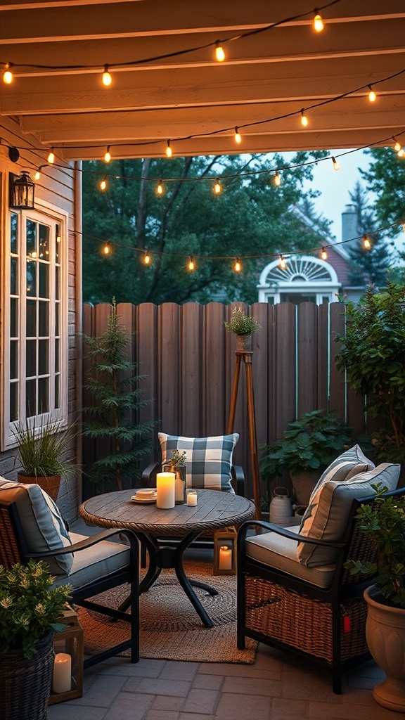 20 Cozy Patio Ideas You’ll Love This Summer! - 2. Dazzle with Twinkling String Lights