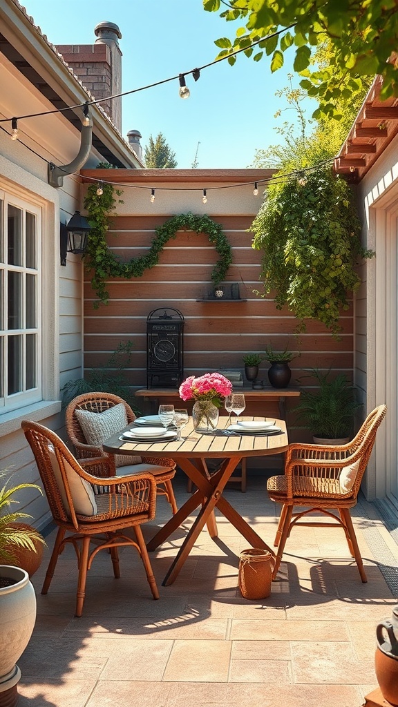 20 Cozy Patio Ideas You’ll Love This Summer! - 19. Include a Dining Table for Al Fresco Meals