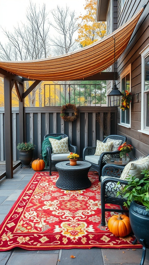 20 Cozy Ideas to Transform Your Fall Patio - Install a Weatherproof Rug