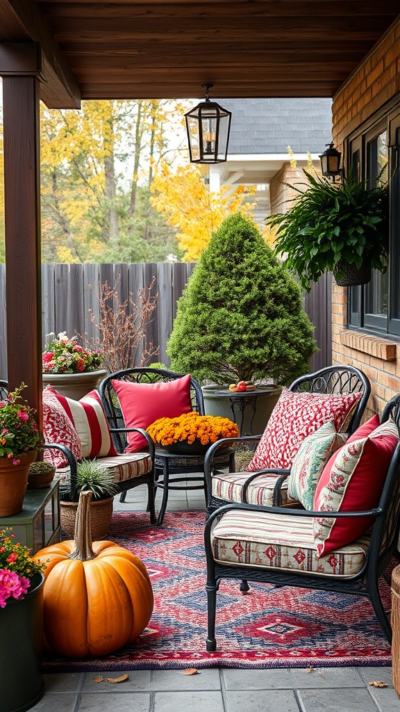 20 Cozy Ideas to Transform Your Fall Patio - Include Colorful Outdoor Pillows