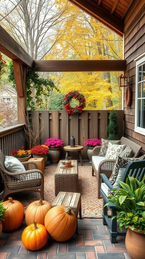 20 Cozy Ideas to Transform Your Fall Patio - Use Rustic Wooden Accents