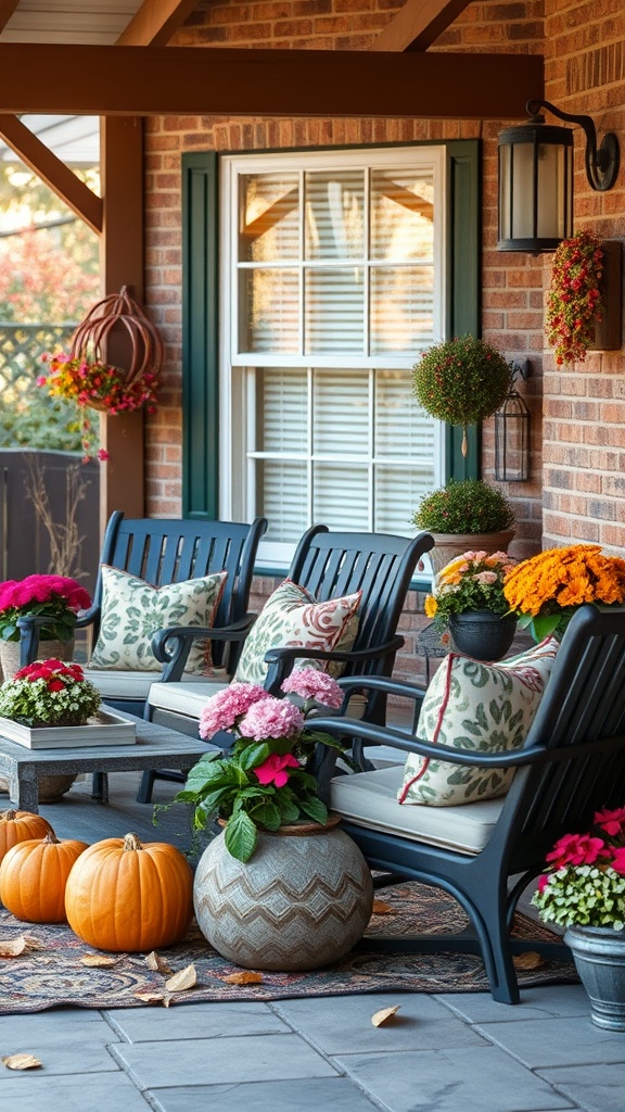 20 Cozy Ideas to Transform Your Fall Patio - Incorporate Seasonal Flowers