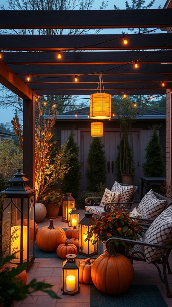 20 Cozy Ideas to Transform Your Fall Patio - Incorporate Soft Lanterns
