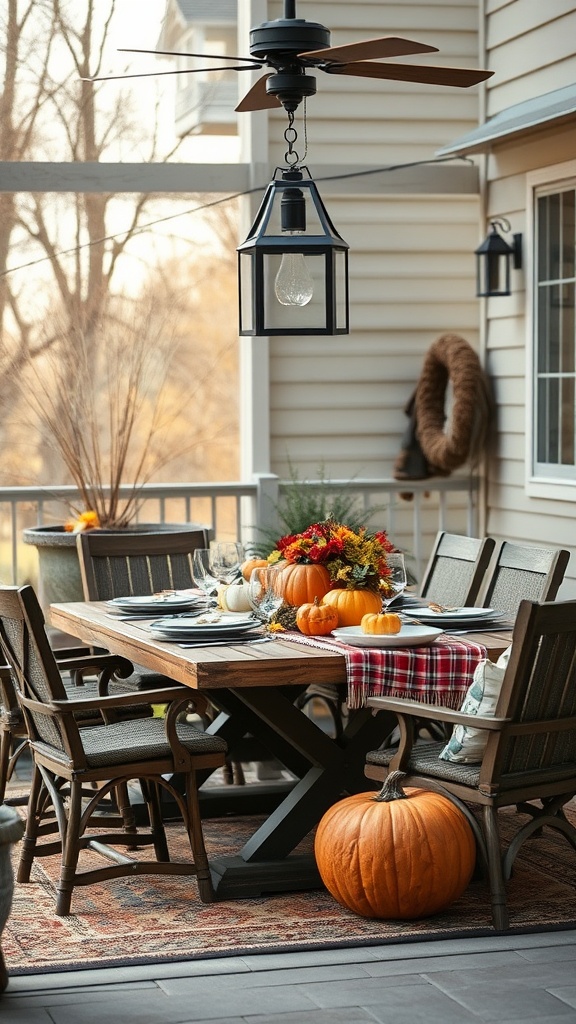 20 Cozy Ideas to Transform Your Fall Patio - Add a Harvest Table Setting