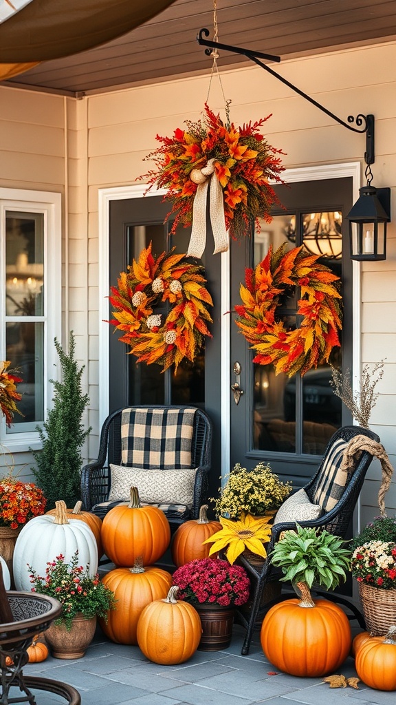20 Cozy Ideas to Transform Your Fall Patio - Hang Up Fall Wreaths