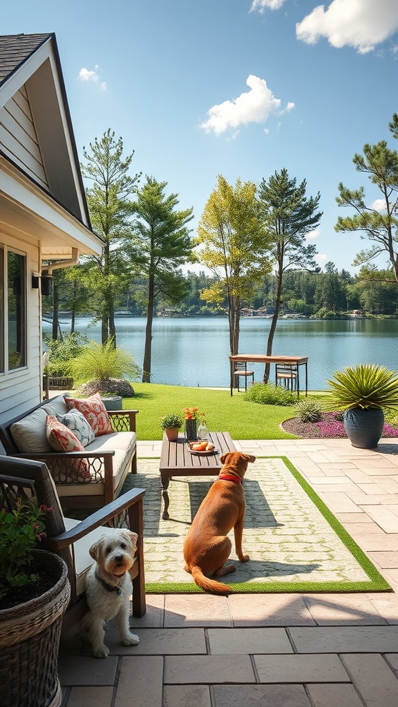 20 Stunning Ideas for Lake House Patios That Will Make You Want to Relax - 16. Pet-Friendly: Make Space for Your Furry Friends to Play
