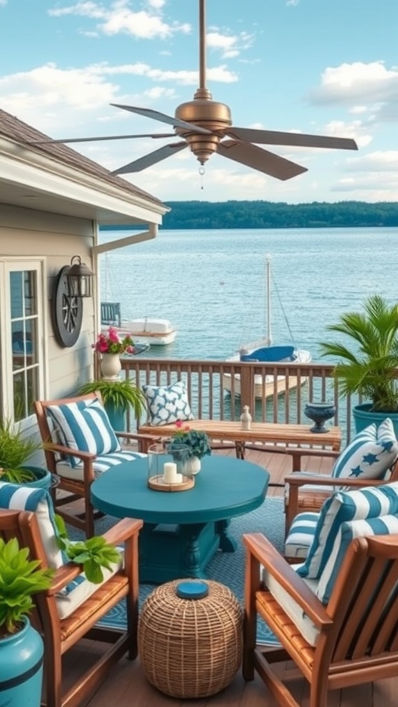20 Stunning Ideas for Lake House Patios That Will Make You Want to Relax - 7. Nautical Touch: Incorporate Marine-Inspired Decor