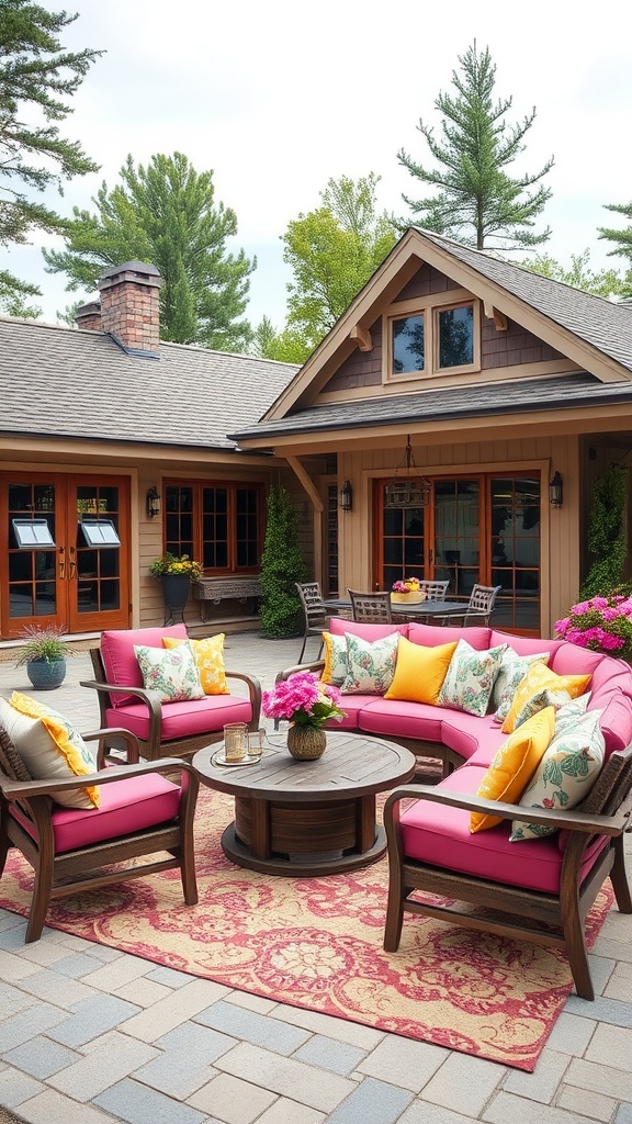 20 Stunning Ideas for Lake House Patios That Will Make You Want to Relax - 4. Color Pop: Brighten Your Space with Vibrant Cushions