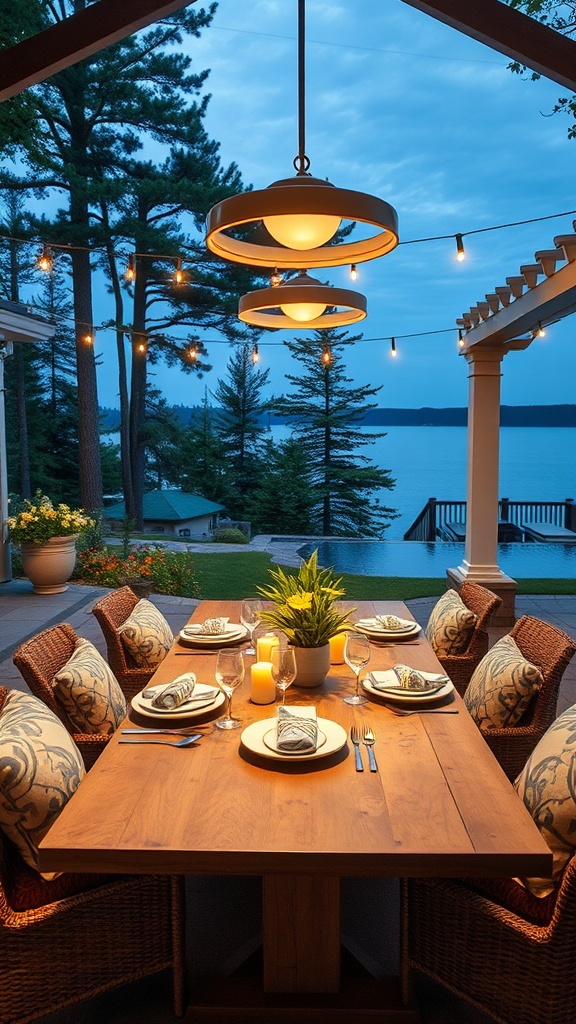 20 Stunning Ideas for Lake House Patios That Will Make You Want to Relax - Outdoor Dining: Set Up a Stunning Table for Al Fresco Meals