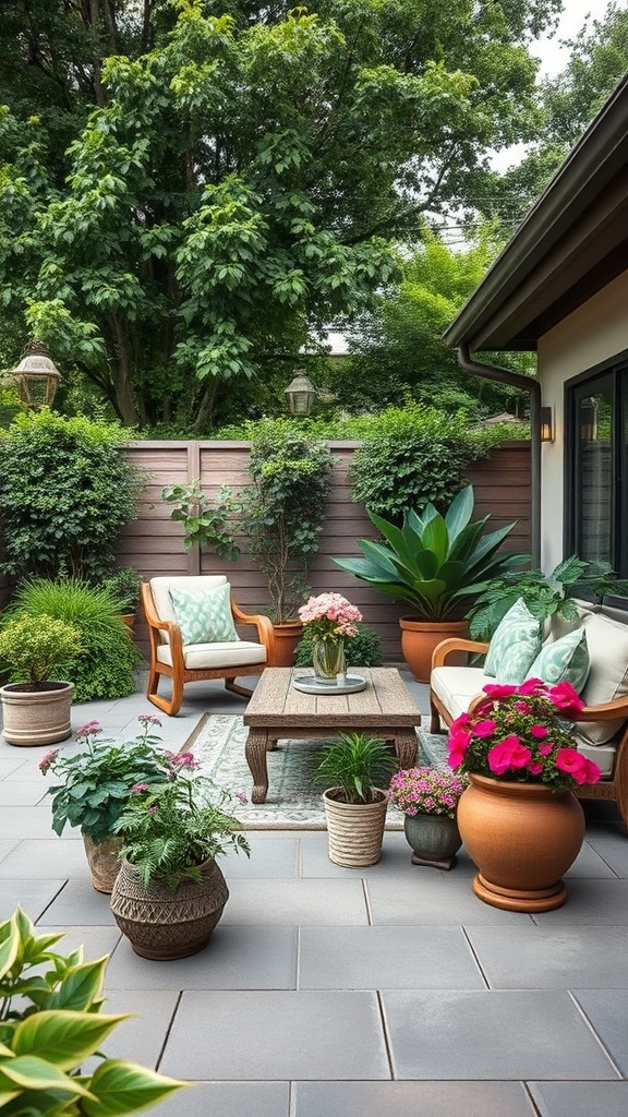 20 Stunning Large Backyard Patio Ideas to Transform Your Outdoor Space! - 4. Lush Greenery: Add Potted Plants and Flowers