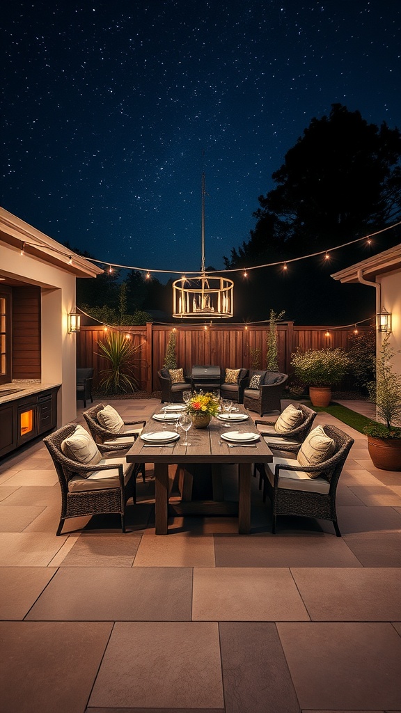 20 Stunning Large Backyard Patio Ideas to Transform Your Outdoor Space! - 2. Stylish Outdoor Dining Area: Dine Under the Stars
