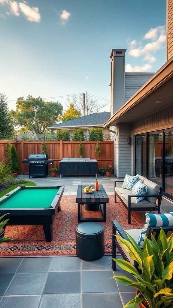20 Stunning Large Backyard Patio Ideas to Transform Your Outdoor Space! - 15. Game Zone: Set Up for Fun with Family and Friends