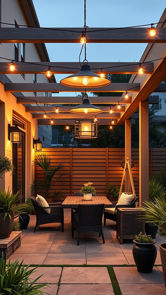 20 Modern Patio Ideas to Transform Your Outdoor Space - 10. Statement Lighting Fixtures
