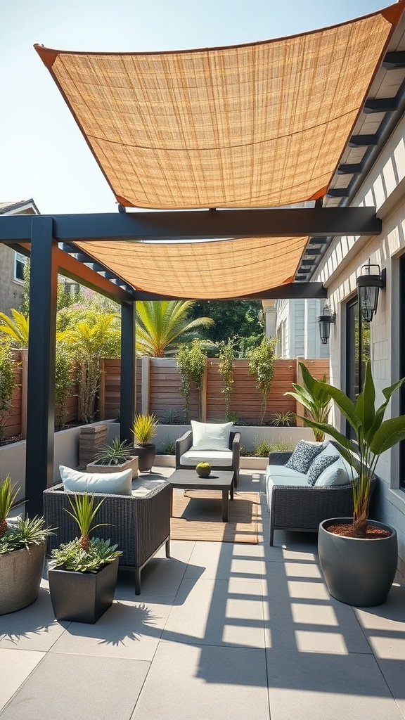20 Modern Patio Ideas to Transform Your Outdoor Space - 12. Stylish Pergola Shade