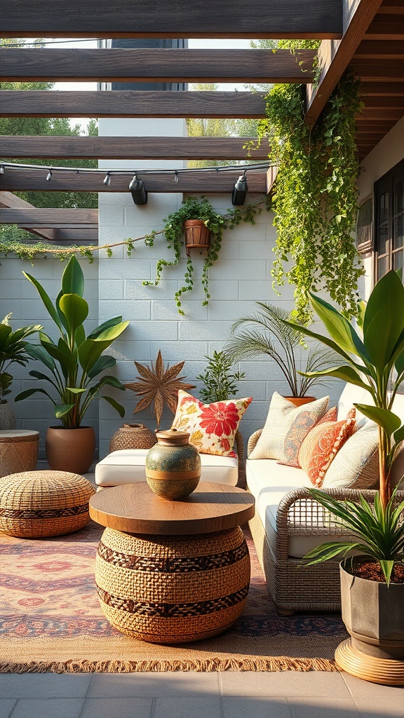 20 Modern Patio Ideas to Transform Your Outdoor Space - 7. Bohemian Style with Pillows