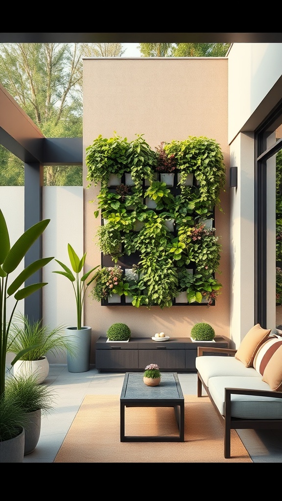 20 Modern Patio Ideas to Transform Your Outdoor Space - 5. Vertical Garden Wall