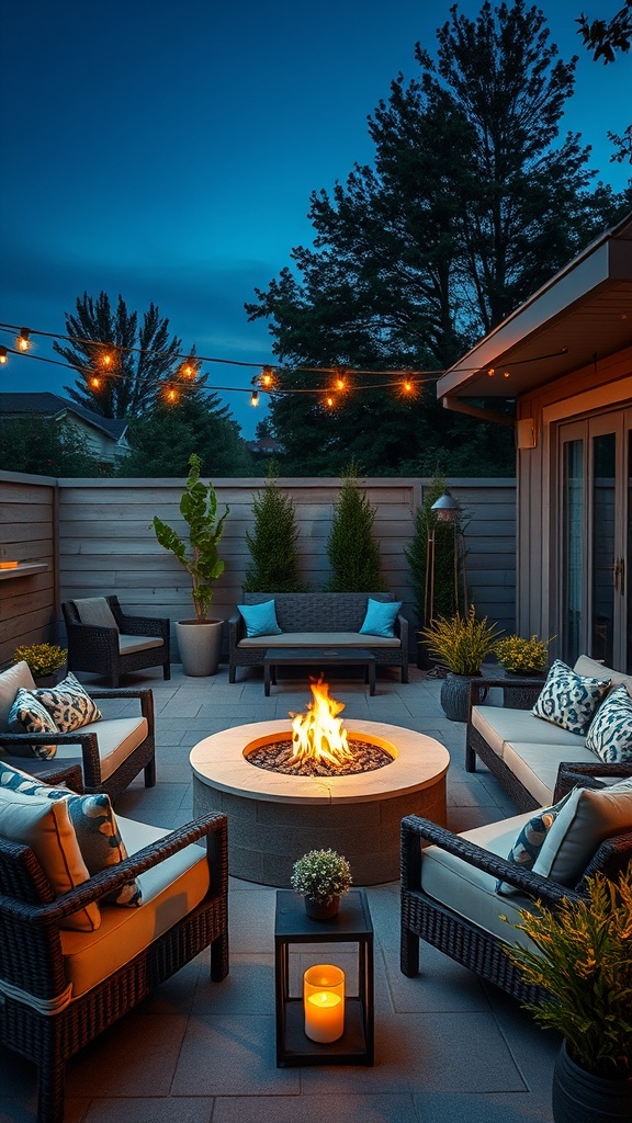 20 Modern Patio Ideas to Transform Your Outdoor Space - 1. Cozy Fire Pit Lounge